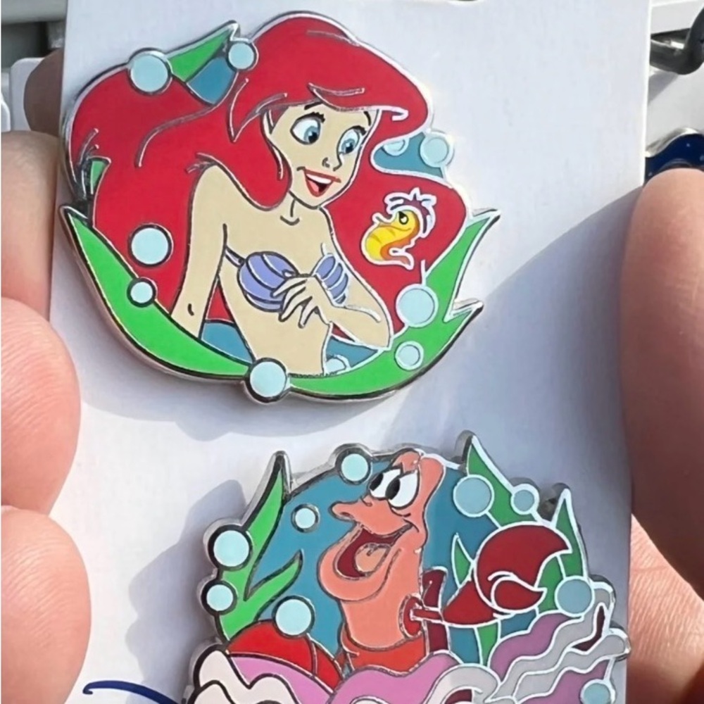 Disney Pins Official Little Mermaid Ariel & Sebastian Enamel Pin Set
